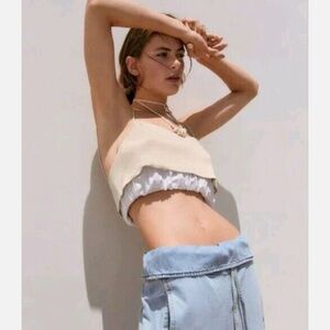 Zara Cream Cropped Ruffle Top | Minimal Blogger Favorite Summer Style NWOT